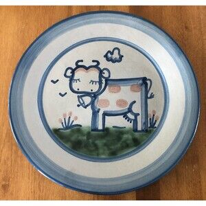 VINTAGE MA Hadley Dinner Plate COW Blue Gray 11.5” Country Farmhouse READ